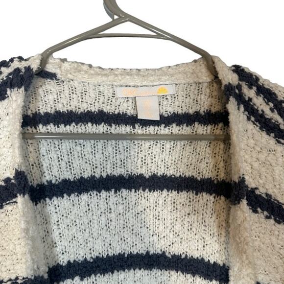 C&C California White & Navy Blue Striped Opened Front Knit Cardigan Women Sz S - Picture 7 of 9